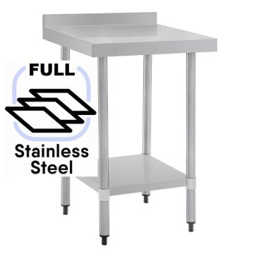 600x700 Commercial FULL Stainless Steel Table Food Grade Work Splashback Bench 0600-7-WBBS HY