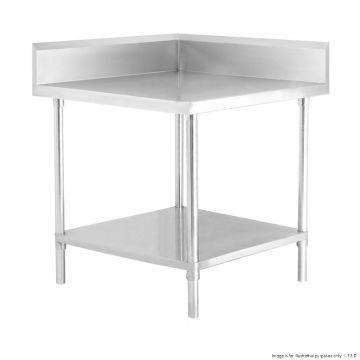 Commercial 800x800 Stainless Steel Table Food Grade Work Splashback Corner Bench 0800-8-WCB HY