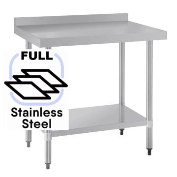 900x600 Commercial FULL Stainless Steel Table Food Grade Work Splashback Bench 0900-6-WBBS HY