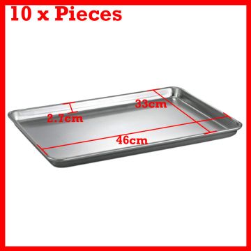 New 10Pcs Aluminium Oven Baking Pan Tray Bakers For Gastronorm Trolley 46X33X3cmMisc