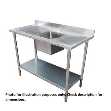 Economic 304 Grade Stainless Steel Single Sink Benches 600 Deep 1500-6-SSBC HY