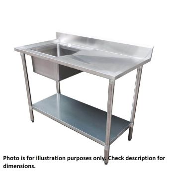 Economic 304 Grade Stainless Steel Single Sink Benches 600 Deep 1800-6-SSBL HY