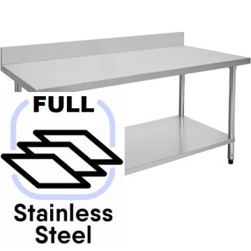 1800x800 Commercial FULL Stainless Steel Table Food Grade Work Splashback Bench 1800-8-WBBS HY