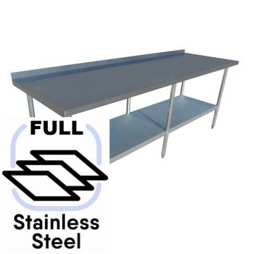2400x700 Commercial FULL Stainless Steel Table Food Grade Work Splashback Bench 2400-7-WBBS HY