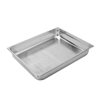2/1 Bain Marie Trays, 200mm Gastronorm Pans Steam Perforated Pans