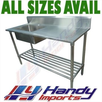 1800 X 600mm Single Bowl Kitchen Sink #304 Stainless Steel