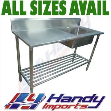 1800 X 600mm Single Bowl Kitchen Sink #304 Stainless Steel