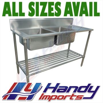 2100 X 700mm Double Bowl Kitchen Sink #304 Stainless Steel